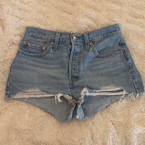 Levi's Light Blue Distressed Jean Shorts